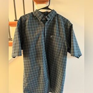 Men's Blue Plaid Casual Button Down Shirt